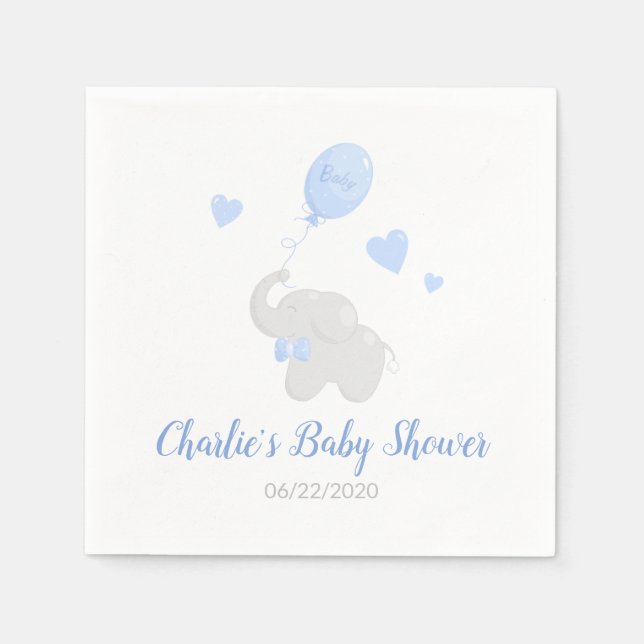 Niedliche Baby-Dusche Elephant Ballon Papier Napki Serviette (Vorderseite)