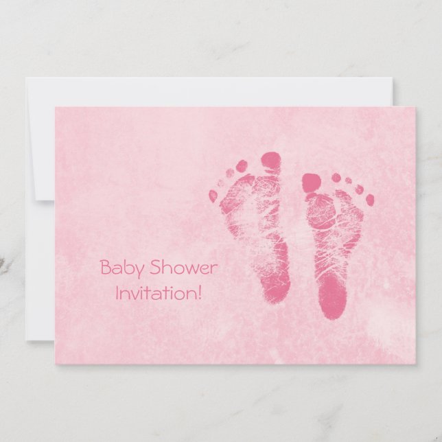 Niedliche Baby-Dusche für Mädchen-Rosa-Baby-Füße Einladung (Vorderseite)