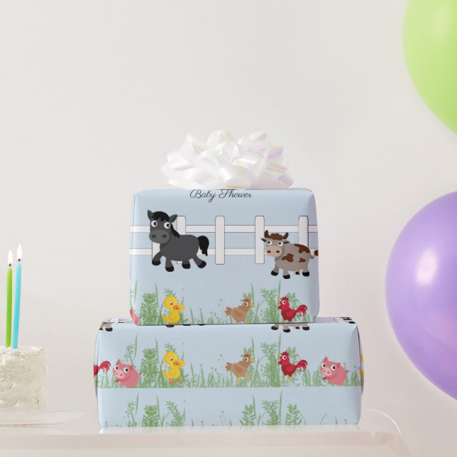 Niedliche Baby-Dusche in der Landwirtschaft, BlueC Geschenkpapier (Partygeschenke)