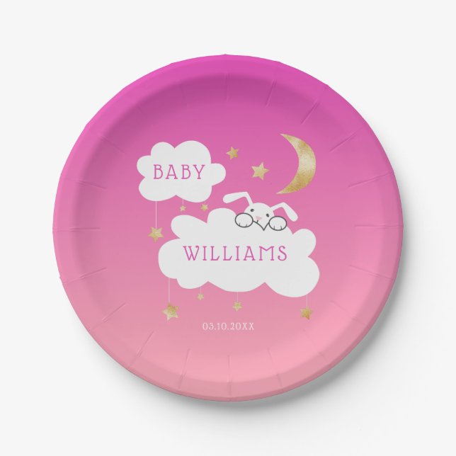 Niedliche Baby Dusche Pink Gold Pappteller (Vorderseite)