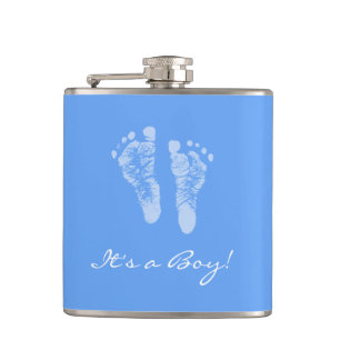 Niedliche Baby-Dusche seine ein Jungen-blaues Flachmann