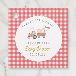 Niedliche Baby-Dusche von Zuchttieren Barnyard Geschenkanhänger