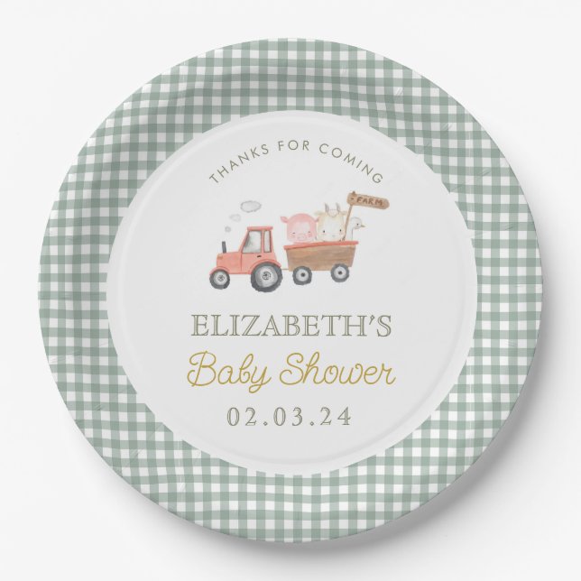 Niedliche Baby-Dusche von Zuchttieren Barnyard Pappteller (Vorderseite)