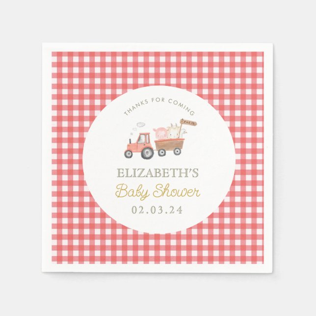 Niedliche Baby-Dusche von Zuchttieren Barnyard Serviette (Vorderseite)