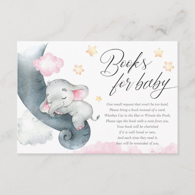 Niedliche Baby Elefant Girl Duschbücher für Babys Begleitkarte (Vorderseite)