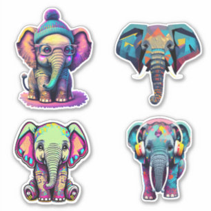 Niedliche Baby Elephant Adorable Digital Illustrat Aufkleber