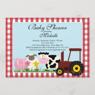 Niedliche Baby Farm Animals Kinderdusche Einladung