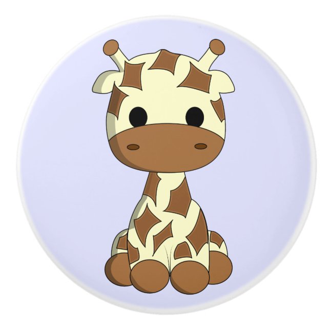 Niedliche Baby-Giraffe Cartoon-Kinder Keramikknauf (Vorderseite)