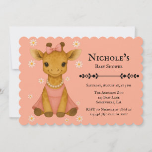 Niedliche Baby Giraffe in Pink Girl Baby Dusche Einladung