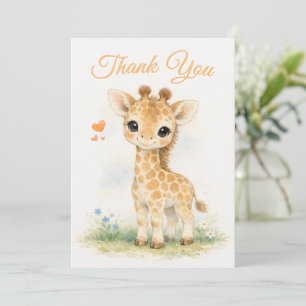 Niedliche Baby-Giraffe Orange Safari Dankeskarte