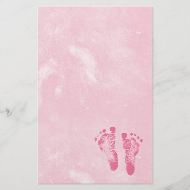 Niedliche Baby Girl Footprints Briefpapier (Vorderseite)