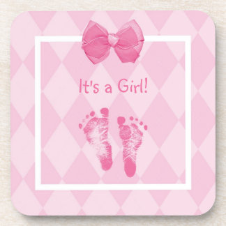Niedliche Baby Girl Footprints Getränkeuntersetzer