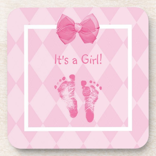 Niedliche Baby Girl Footprints Getränkeuntersetzer (Vorderseite)