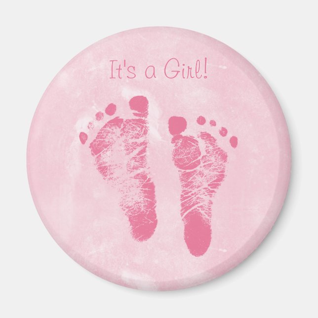 Niedliche Baby Girl Footprints Magnet (Vorne)