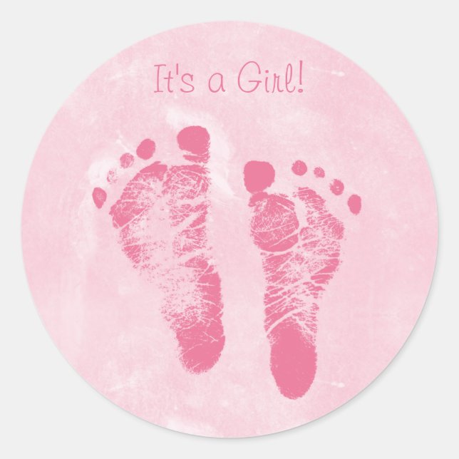 Niedliche Baby Girl Footprints Runder Aufkleber (Vorderseite)