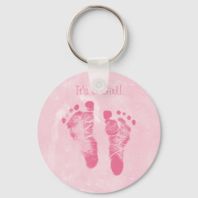 Niedliche Baby Girl Footprints Schlüsselanhänger (Vorderseite)