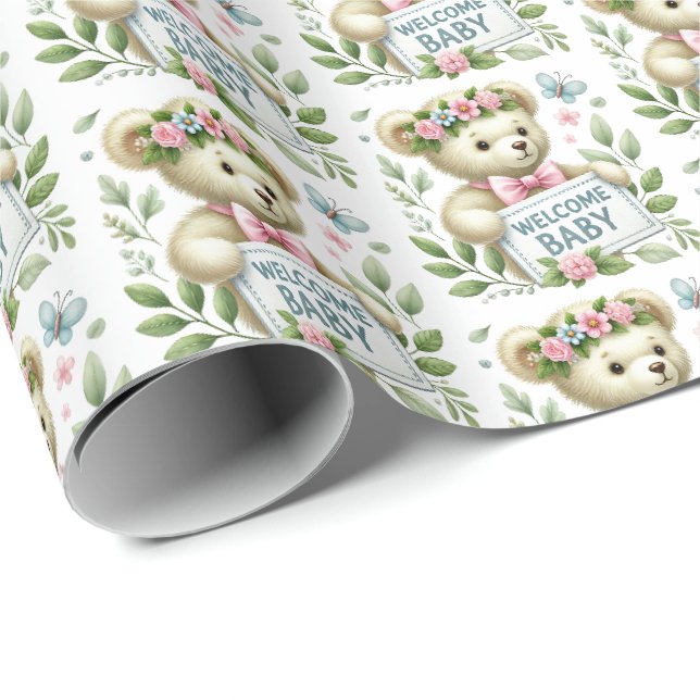 Niedliche Baby-GirlGirlGirlmädchen Geschenkpapier (Rolleneckpunkt)