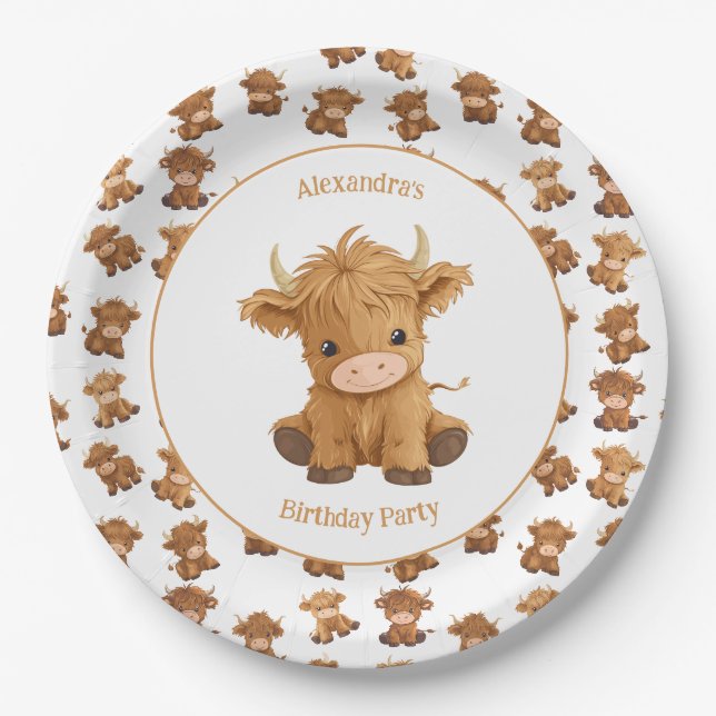 Niedliche Baby Highland Kuh Paper Teller (Vorderseite)