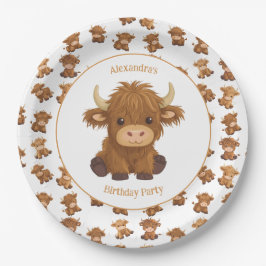 Niedliche Baby Highland Kuh Paper Teller