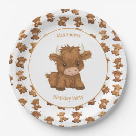 Niedliche Baby Highland Kuh Paper Teller