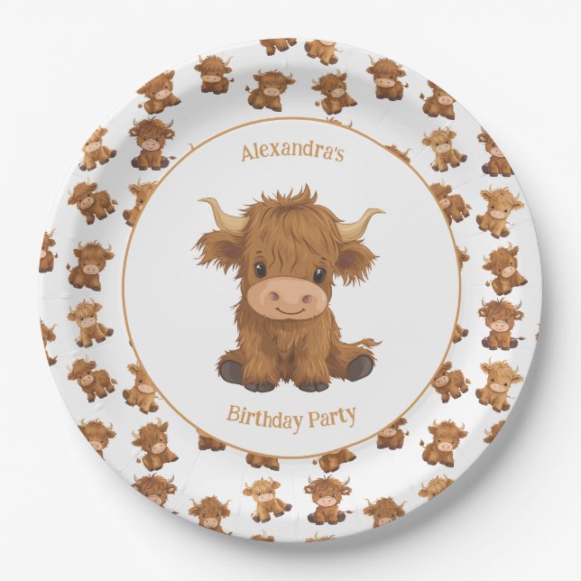 Niedliche Baby Highland Kuh Paper Teller (Vorderseite)