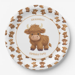 Niedliche Baby Highland Kuh Paper Teller