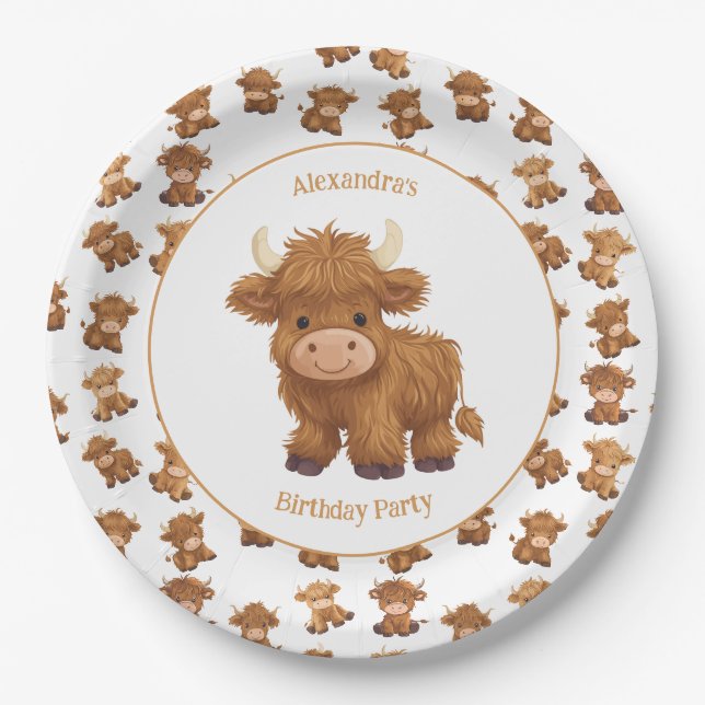 Niedliche Baby Highland Kuh Paper Teller (Vorderseite)