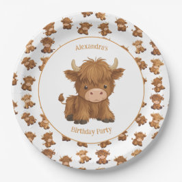 Niedliche Baby Highland Kuh Paper Teller