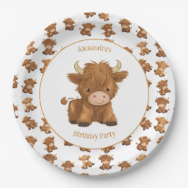 Niedliche Baby Highland Kuh Paper Teller