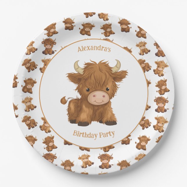 Niedliche Baby Highland Kuh Paper Teller (Vorderseite)