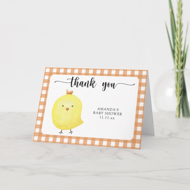 Niedliche Baby-Huhn-Babydusche Danke (Vorderseite)