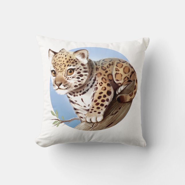 Niedliche Baby-Jaguar-CUB-Illustration - Kissen (Vorderseite)