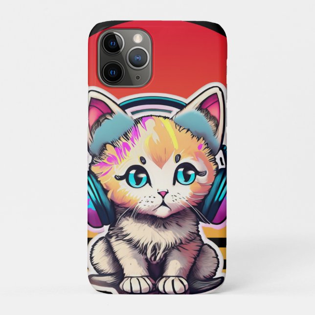 Niedliche Baby-Katze mit Kopfhörern Case-Mate iPhone Hülle (Rückseite)