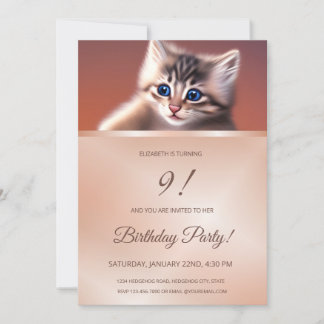 Niedliche Baby-Katze | Rose Gold Girls Einladung