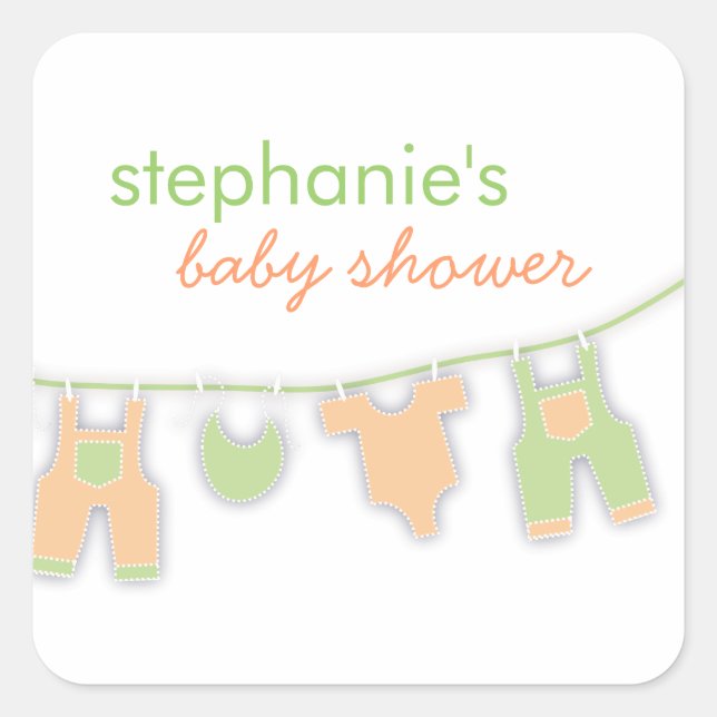 Niedliche Baby-Kleidung auf der Line Neutral Baby- Quadratischer Aufkleber (Vorderseite)