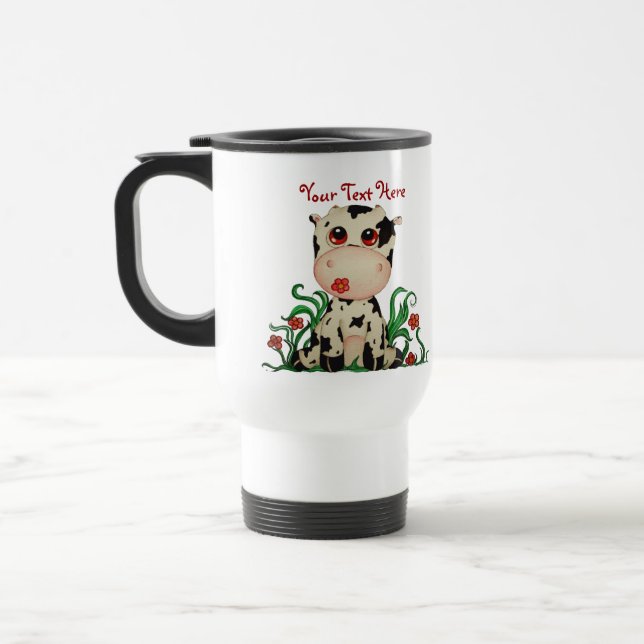 Niedliche Baby-Kuh-kundengerechte Reise-Tasse Reisebecher (Links)