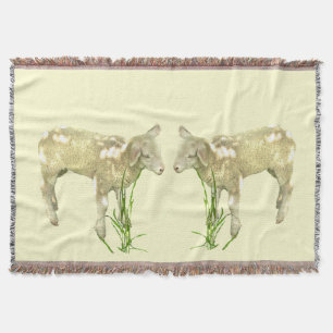 Niedliche Baby-Lambs auf der Gelben Keule Decke