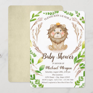 Niedliche Baby Lion Crown-Blätter Einladung