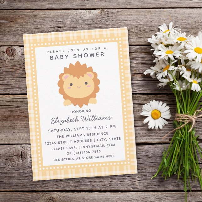 Niedliche Baby Lion Cub Gender Neutral Baby Dusche Einladung (Von Creator hochgeladen)