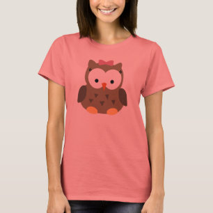 Niedliche Baby-Mädchen-Eule mit rosa Bogen T-Shirt
