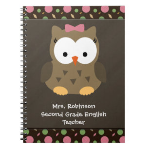 Niedliche Baby-Mädchen-Eule, rosa/Grün/Brown Notizblock