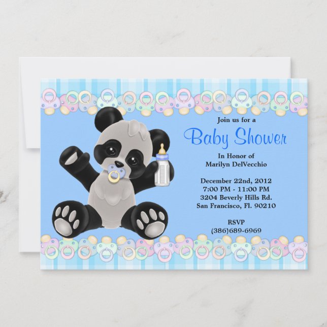 NIEDLICHE Baby-Panda Babydusche Einladung (Vorderseite)