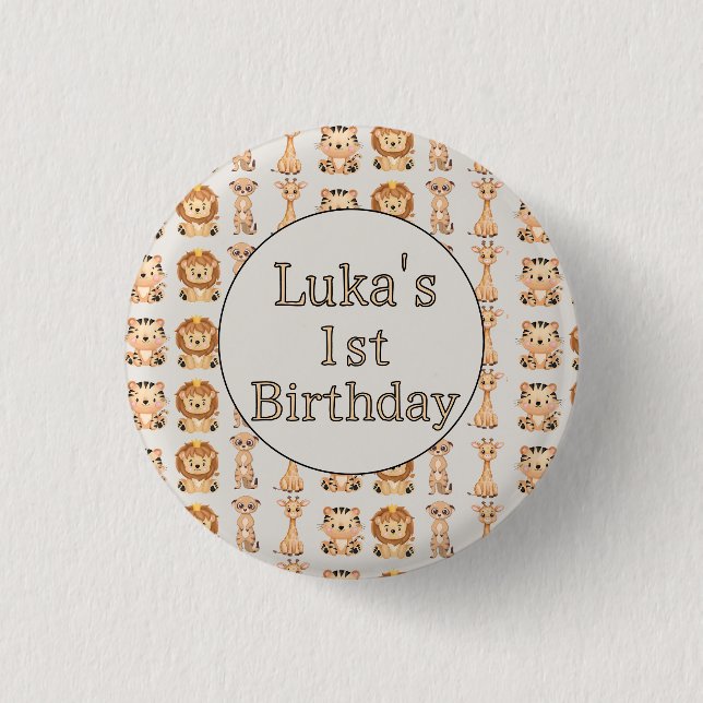 Niedliche Baby Safari-Tiere Button (Vorderseite)