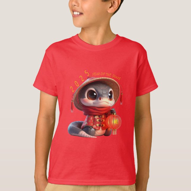 Niedliche Baby Schlange Chinesisch Neujahr 2025 Ki T-Shirt (Vorderseite)