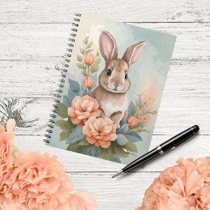 Niedliche Baby-Tiere   Baby Bunny Watercolor Notizblock