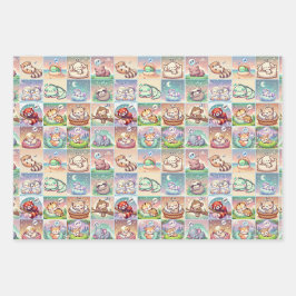Niedliche Baby-Tiere - Baby-Dusche Packpapier Geschenkpapier Set