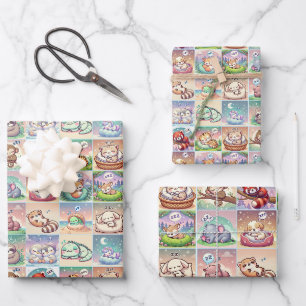 Niedliche Baby-Tiere - Baby-Dusche Packpapier Geschenkpapier Set