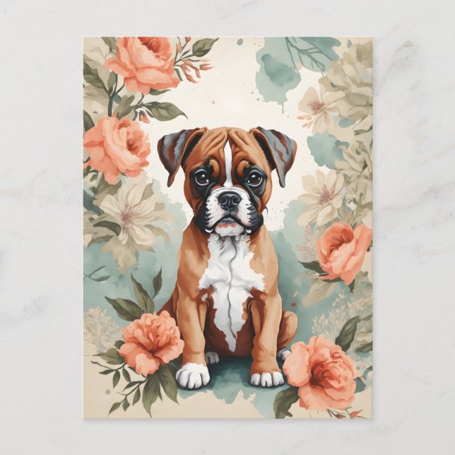 Niedliche Baby-Tiere | Boxer Puppy Postkarte (Vorderseite)
