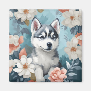 Niedliche Baby-Tiere   Husky Puppy Magnet