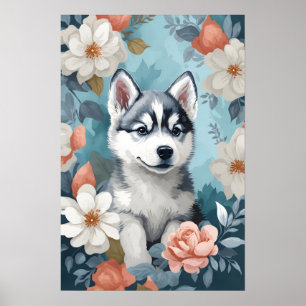 Niedliche Baby-Tiere Husky Puppy Poster